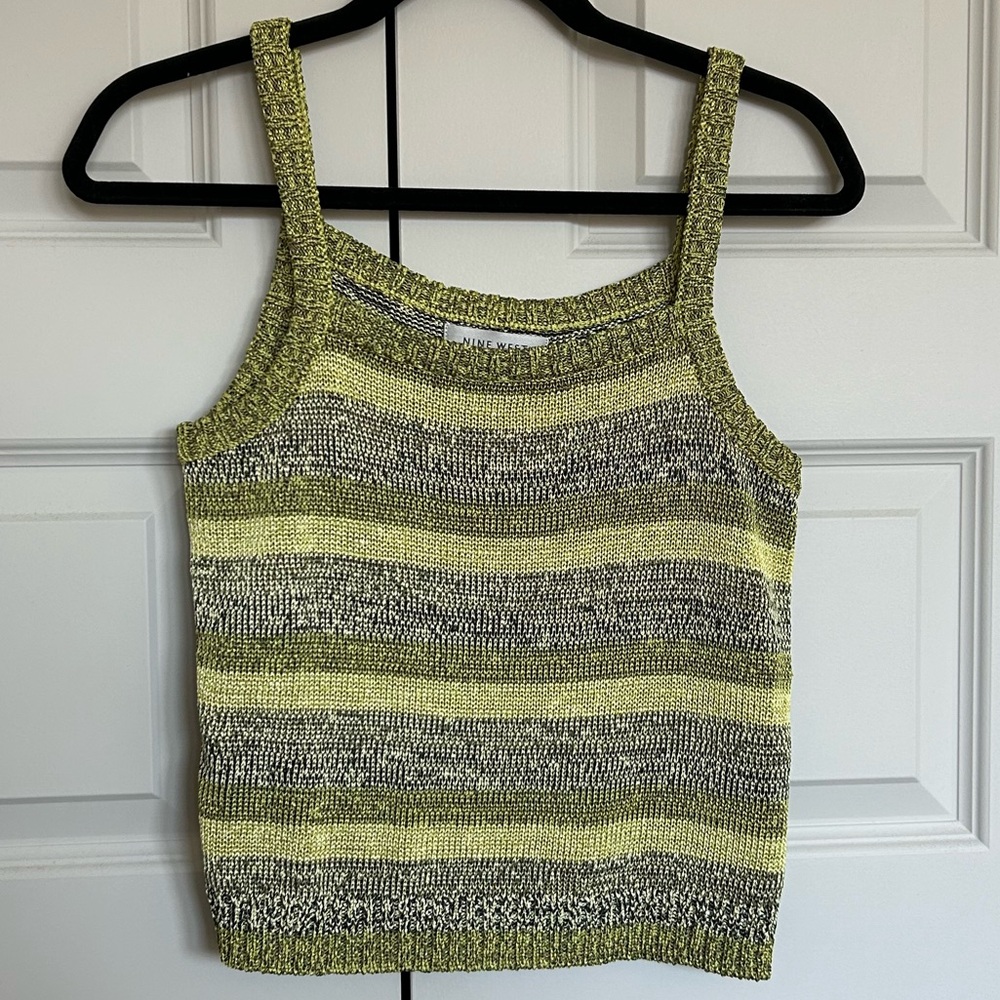 Nine West Green Striped Knit Tank